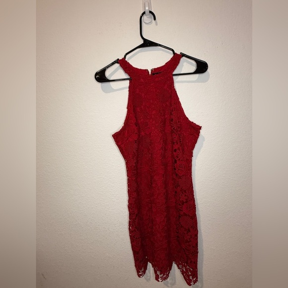 Lulus Red Large Lace Cocktail Dress - Picture 1 of 11